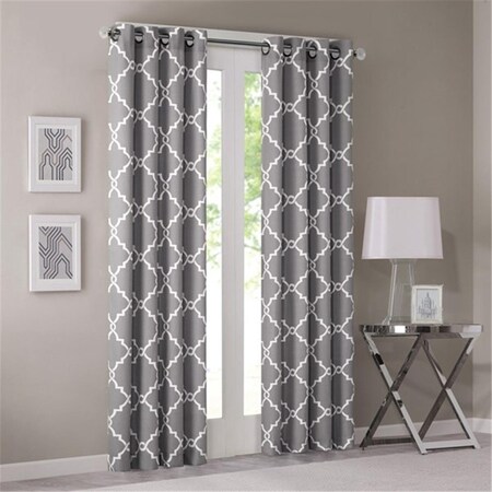 Madison Park Saratoga Fretwork Print Window Curtain, Grey, 108 in. Panel MP40-2018